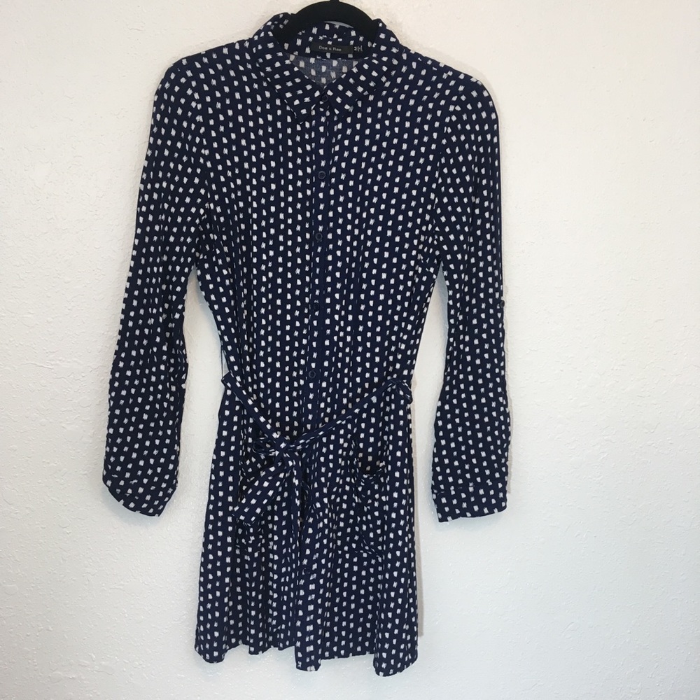 Doe & Rae Button-up Dress Sz M Blue Long sleeve